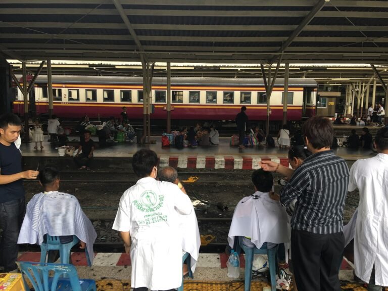 Passenger platforms and trains inside Bangkok Railway Station in Thailand